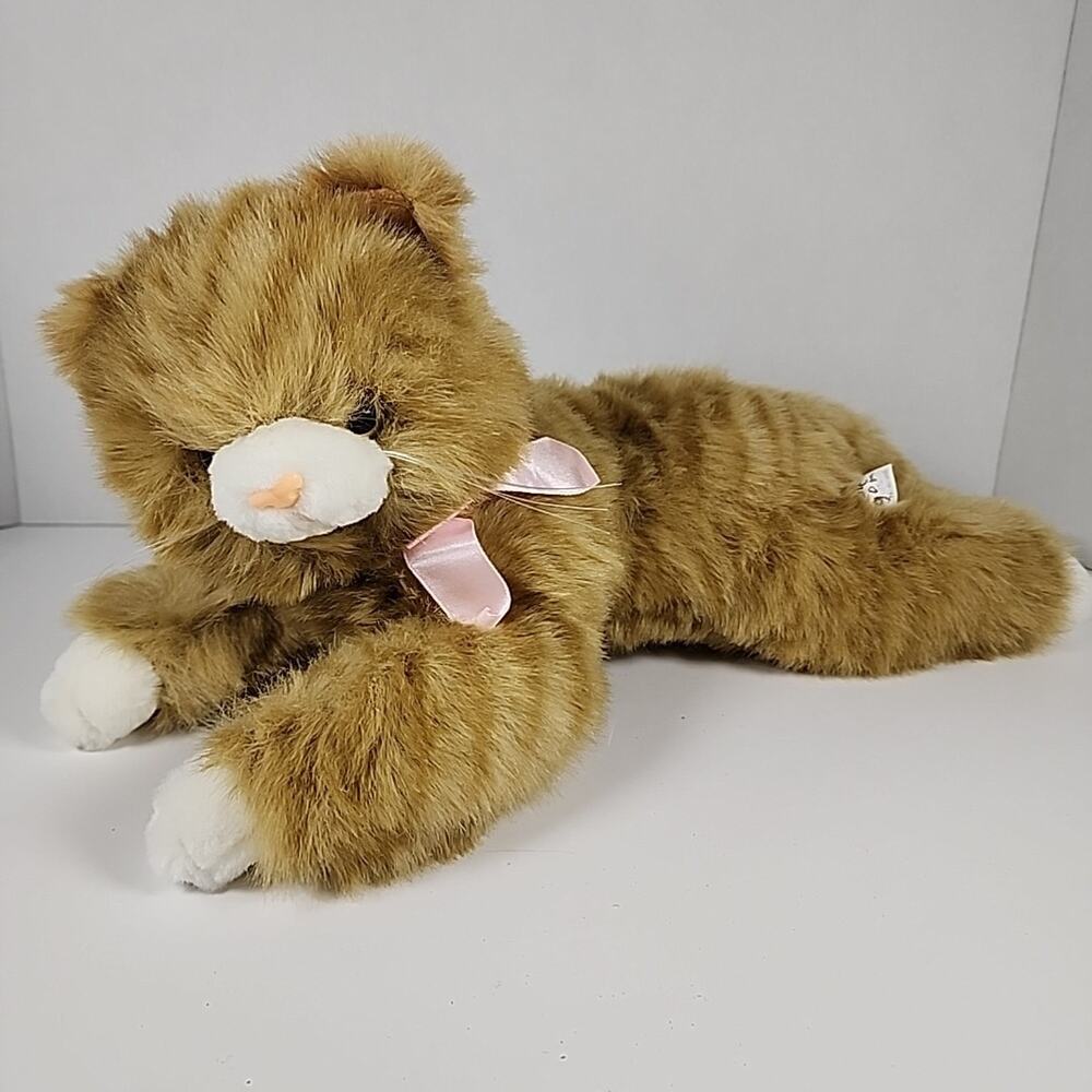 MJC International Orange Tabby Cat bean bag plush 9” 1992 Vintage